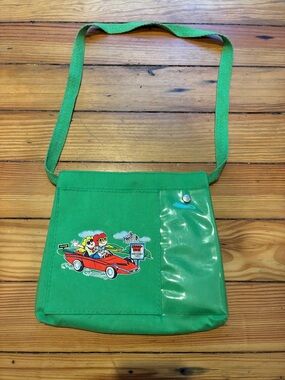 Green Cartoon Graphic Bag with pocket and snaps.